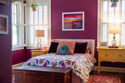 Inside an Artist's Home: Colorful Jewel-Toned Bedroom Decor Inspiration