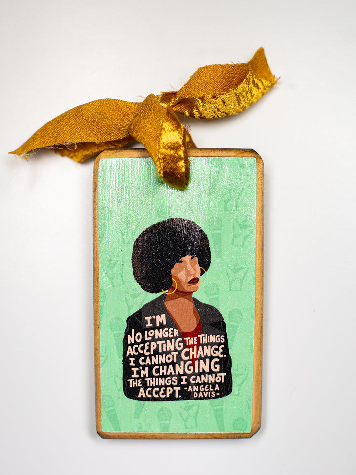 Angela Davis, Quote Wood Ornament