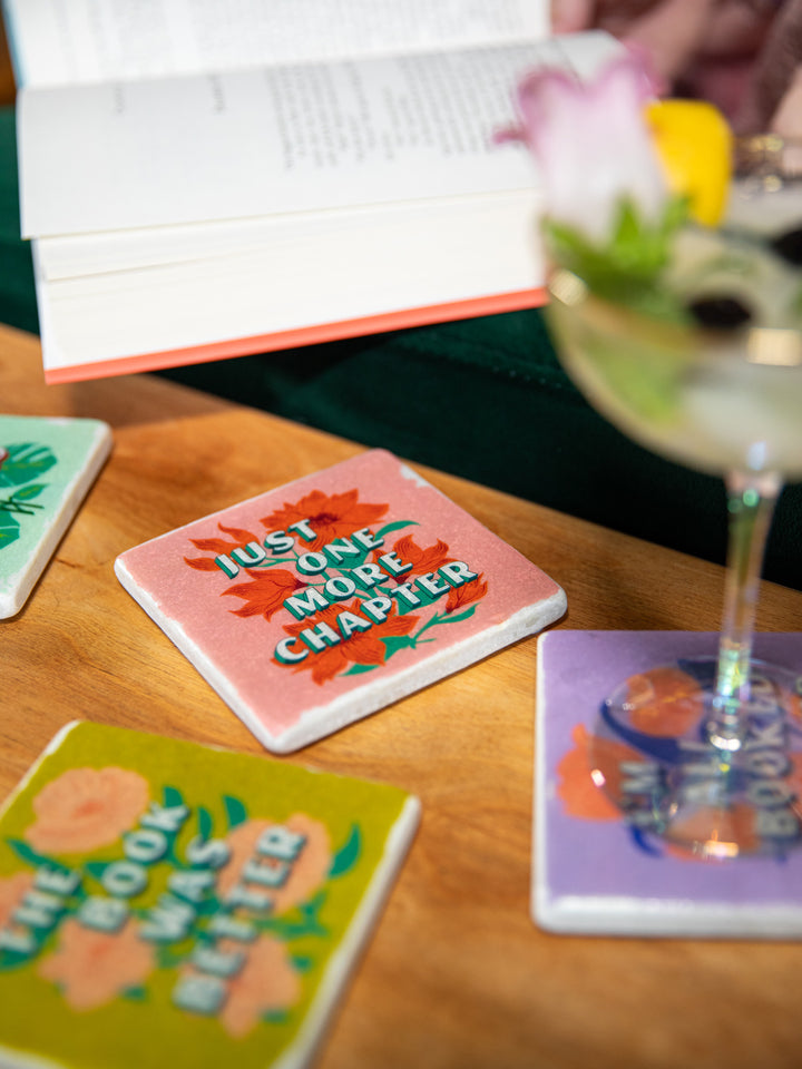 Book Lover Sayings - Bookish Marble Coaster Set of 4