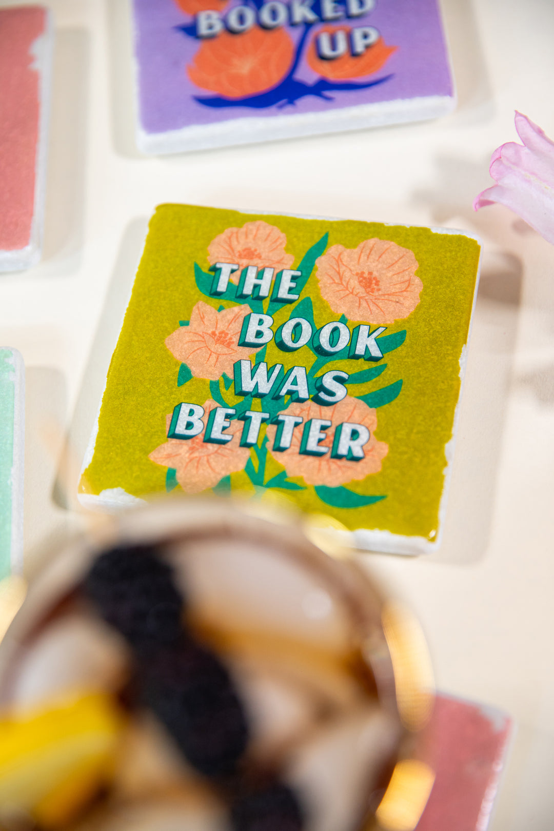 Book Lover Sayings - Bookish Marble Coaster Set of 4