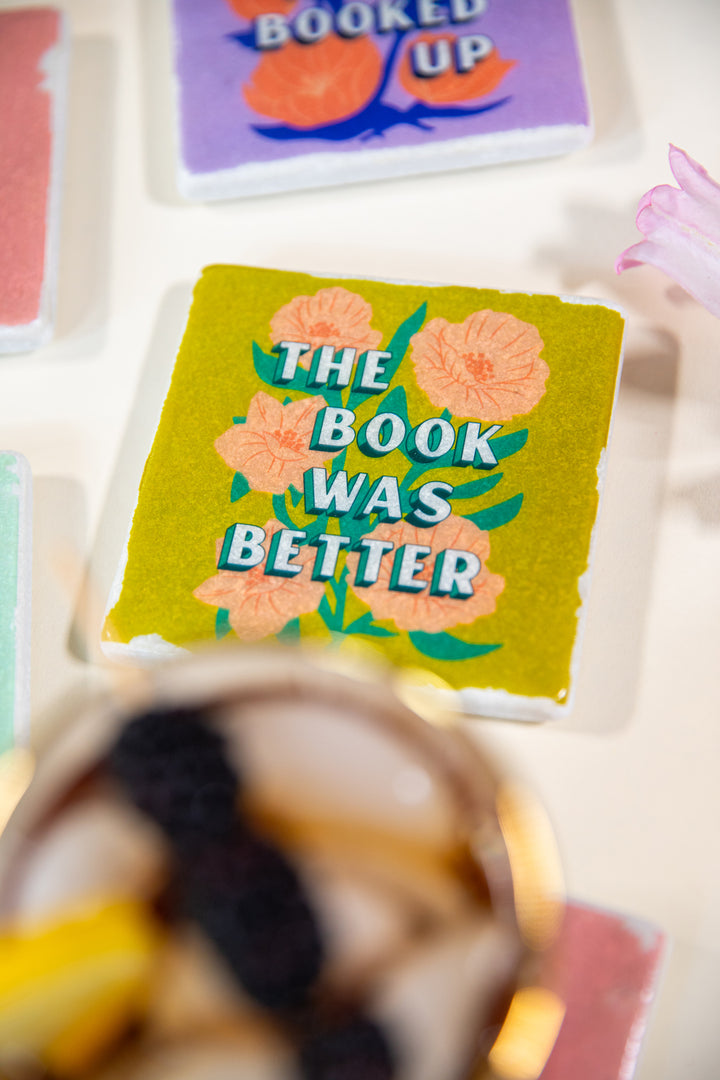 Book Lover Sayings - Bookish Marble Coaster Set of 4