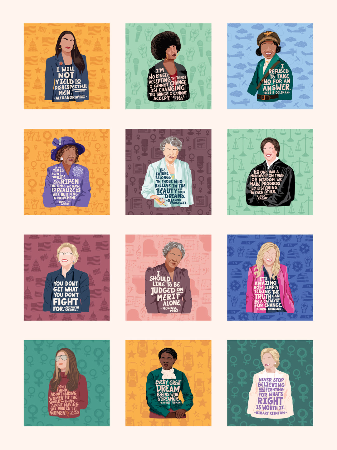 Feminist Iconic Women Quotes - Build Your Own Marble Coaster Set of 4
