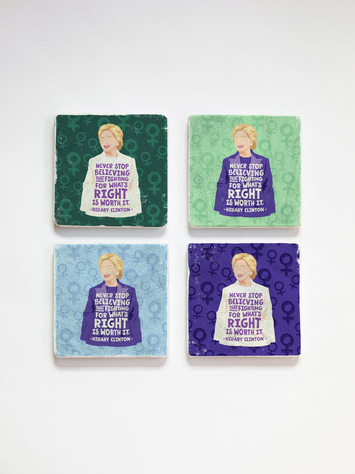 Hillary Clinton Quote marble coasters