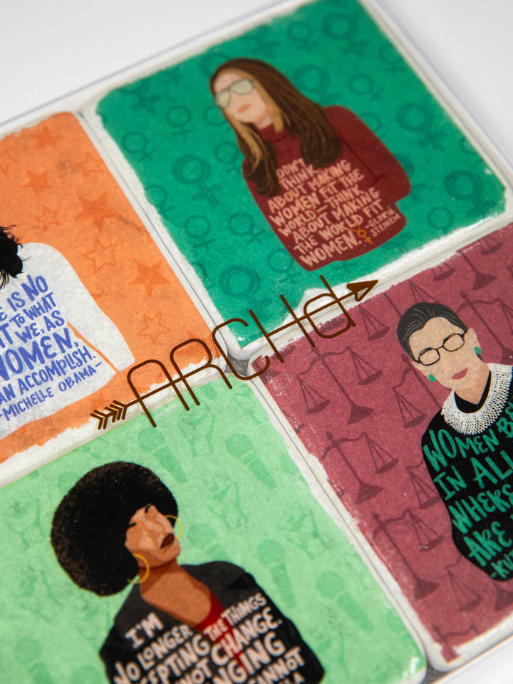 Iconic Women Quotes, Marble Coaster Set of 4, Mix-and-Match