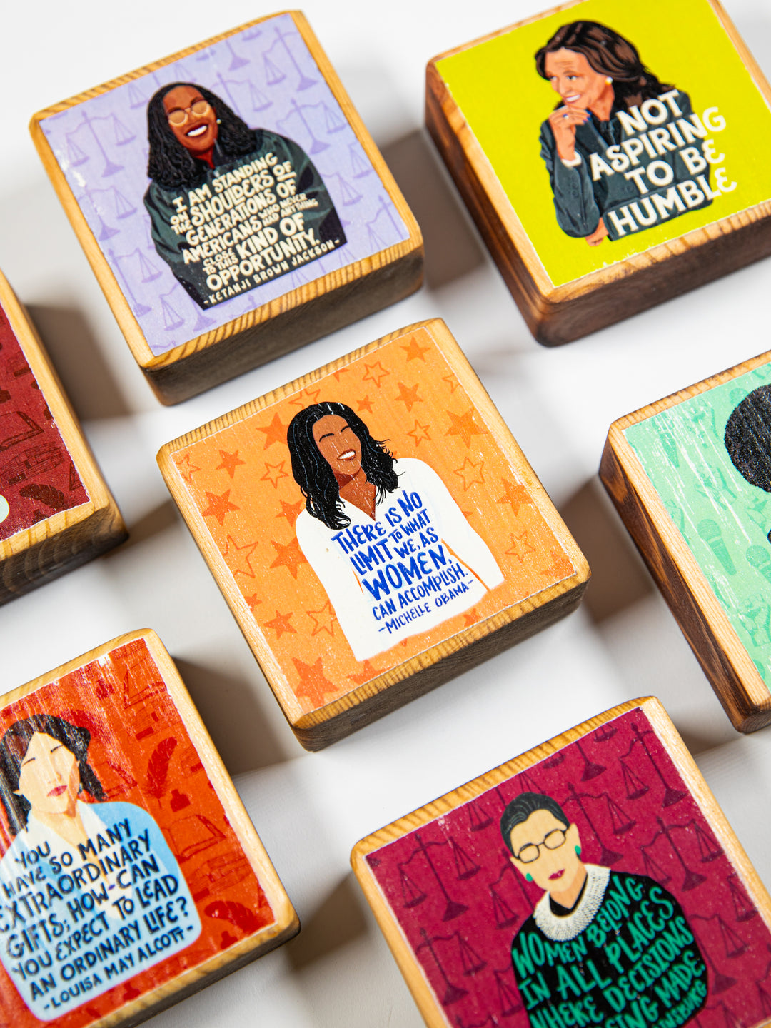 Iconic Women Quotes, Mini Block Wood Art