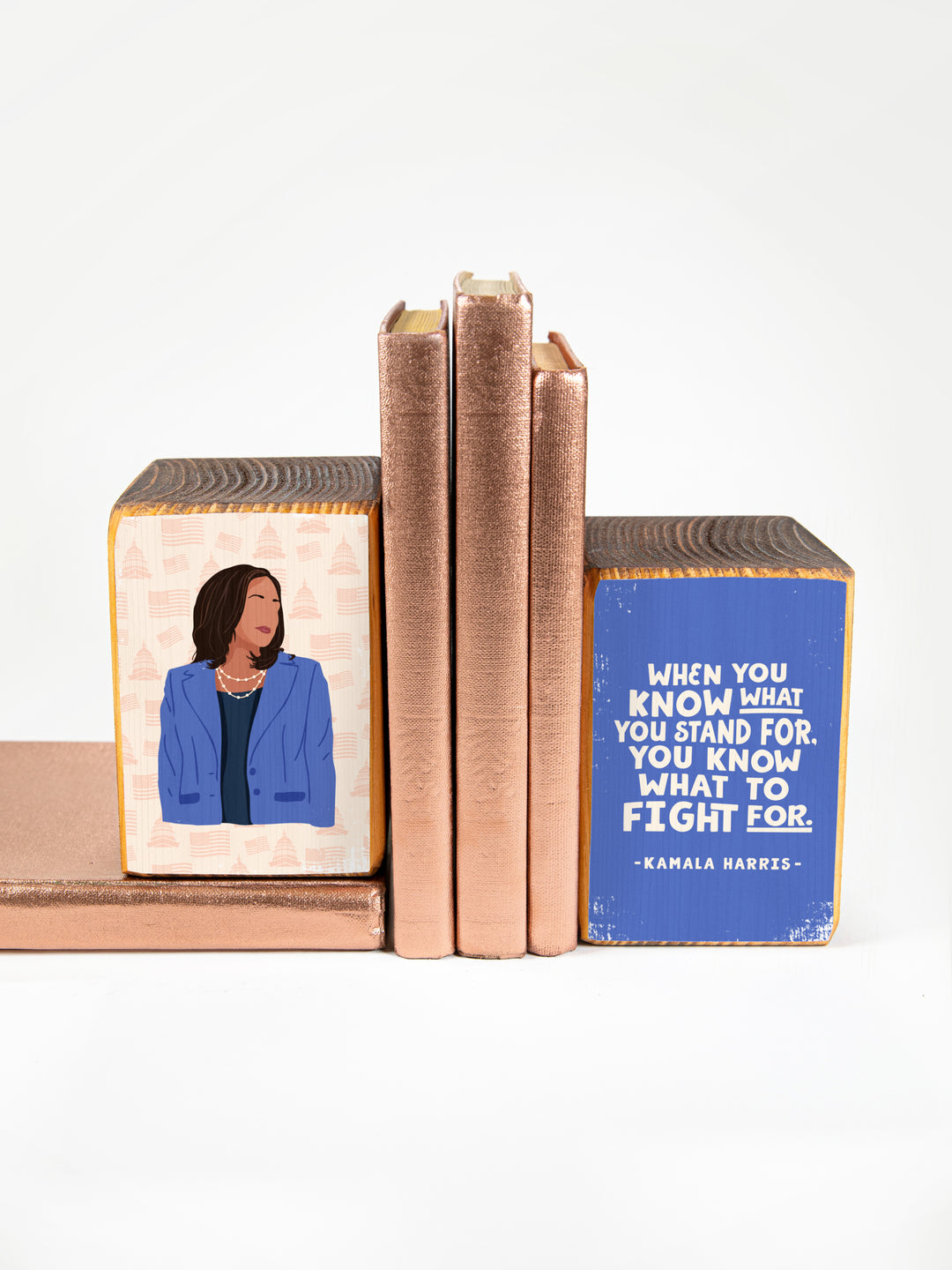 Kamala Harris - Fight Quote Wood Bookends, Set of 2