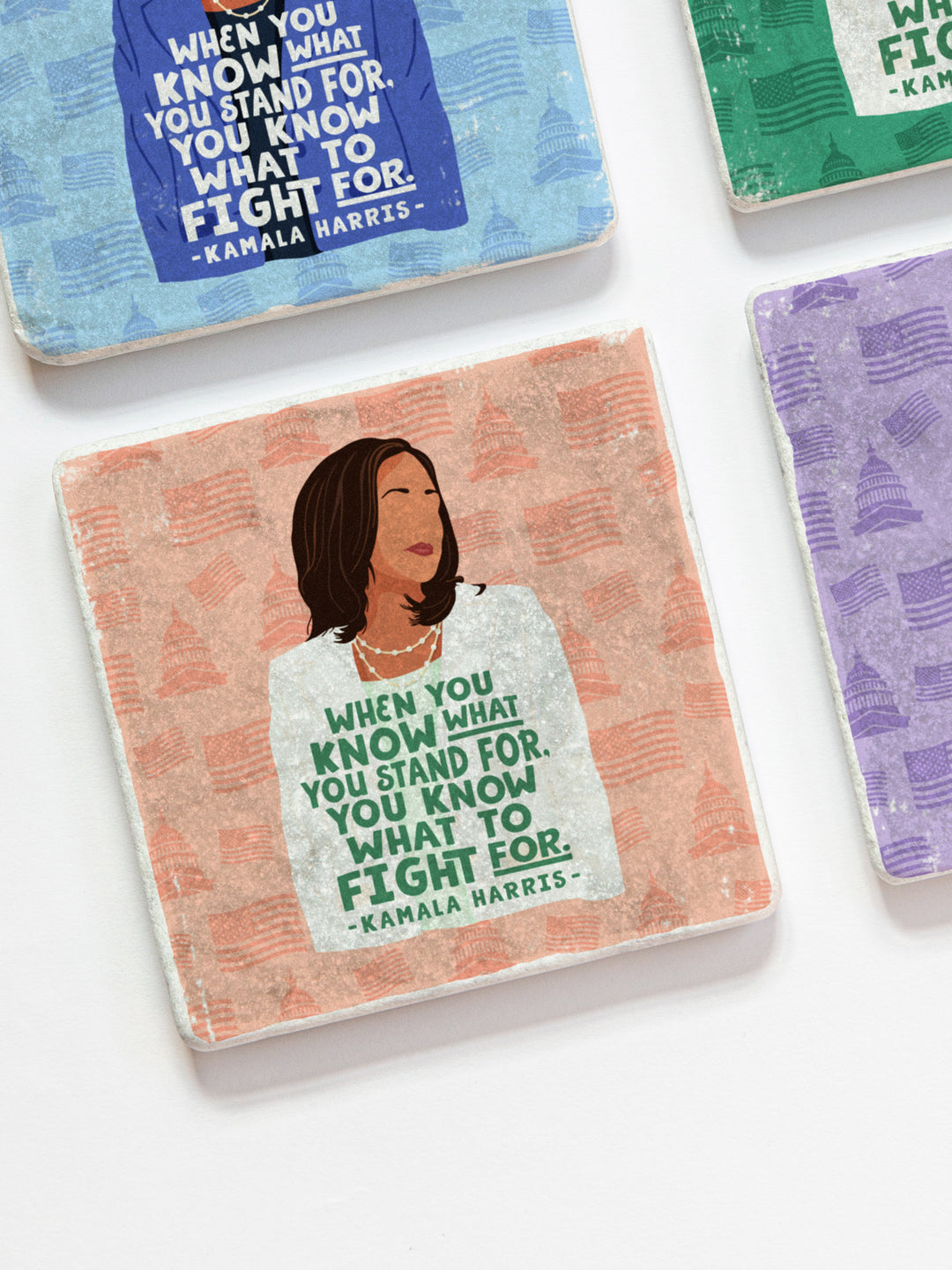 Kamala Harris Women Quote marble coasters