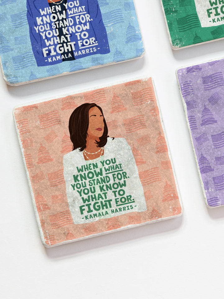 Kamala Harris Women Quote marble coasters
