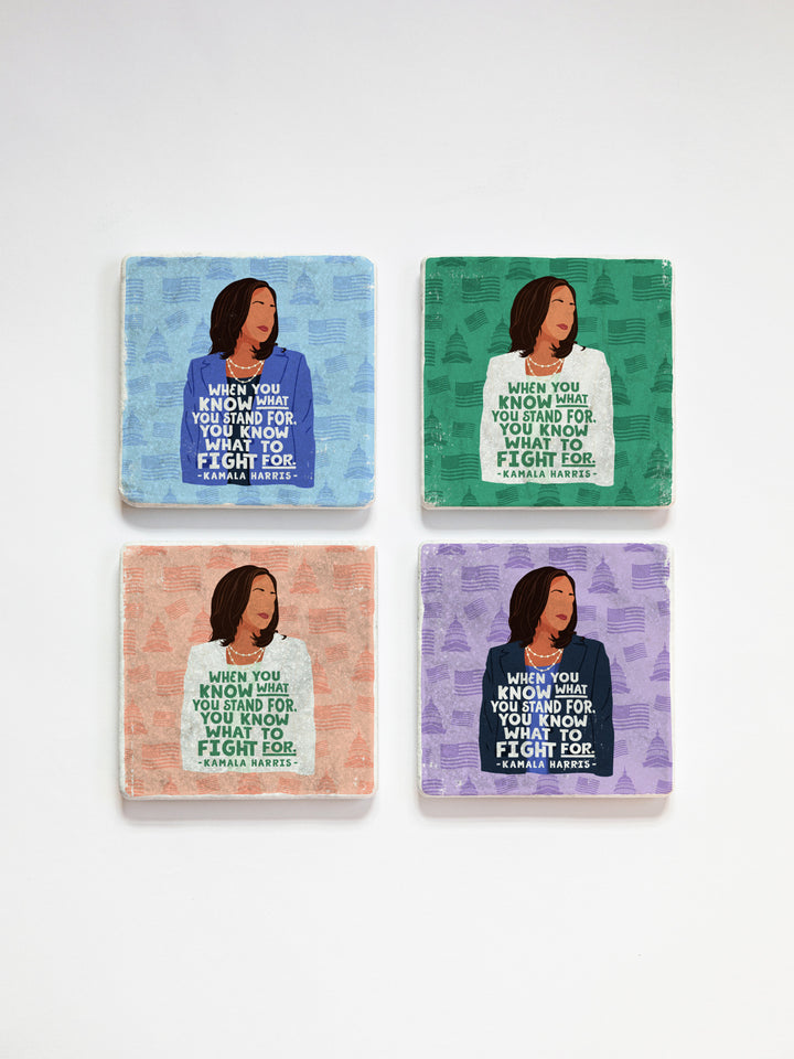 Kamala Harris Women Quote marble coasters
