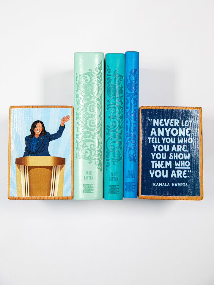 Kamala Harris, Show Them Who You Are, Quote Wood Bookend Set of 2