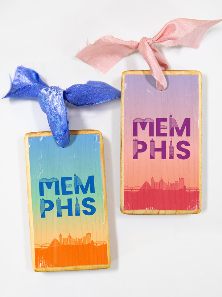Memphis Skyline Colorful Wood Ornament