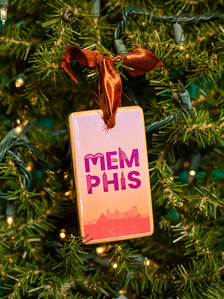 Memphis Skyline Colorful Wood Ornament