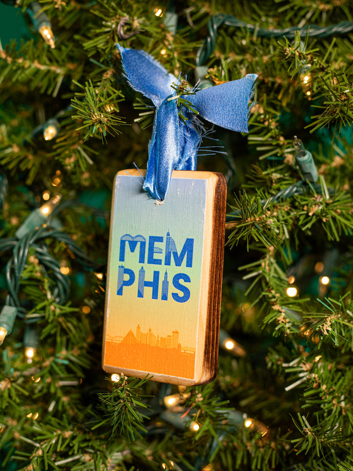 Memphis Skyline Colorful Wood Ornament