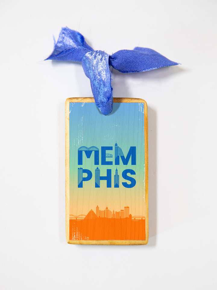 Memphis Skyline Colorful Wood Ornament