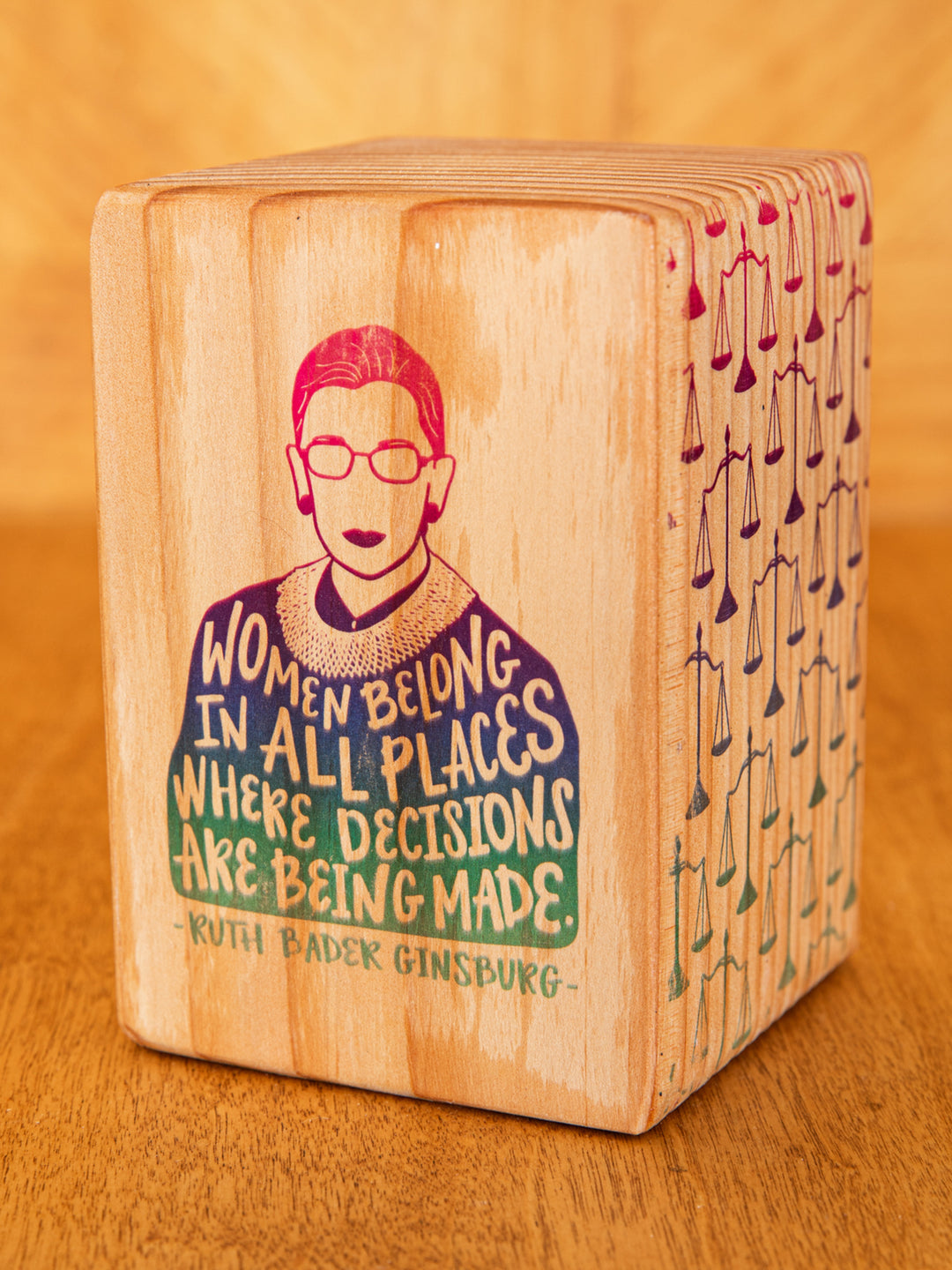 Iconic Woman Quote Wood Bookend