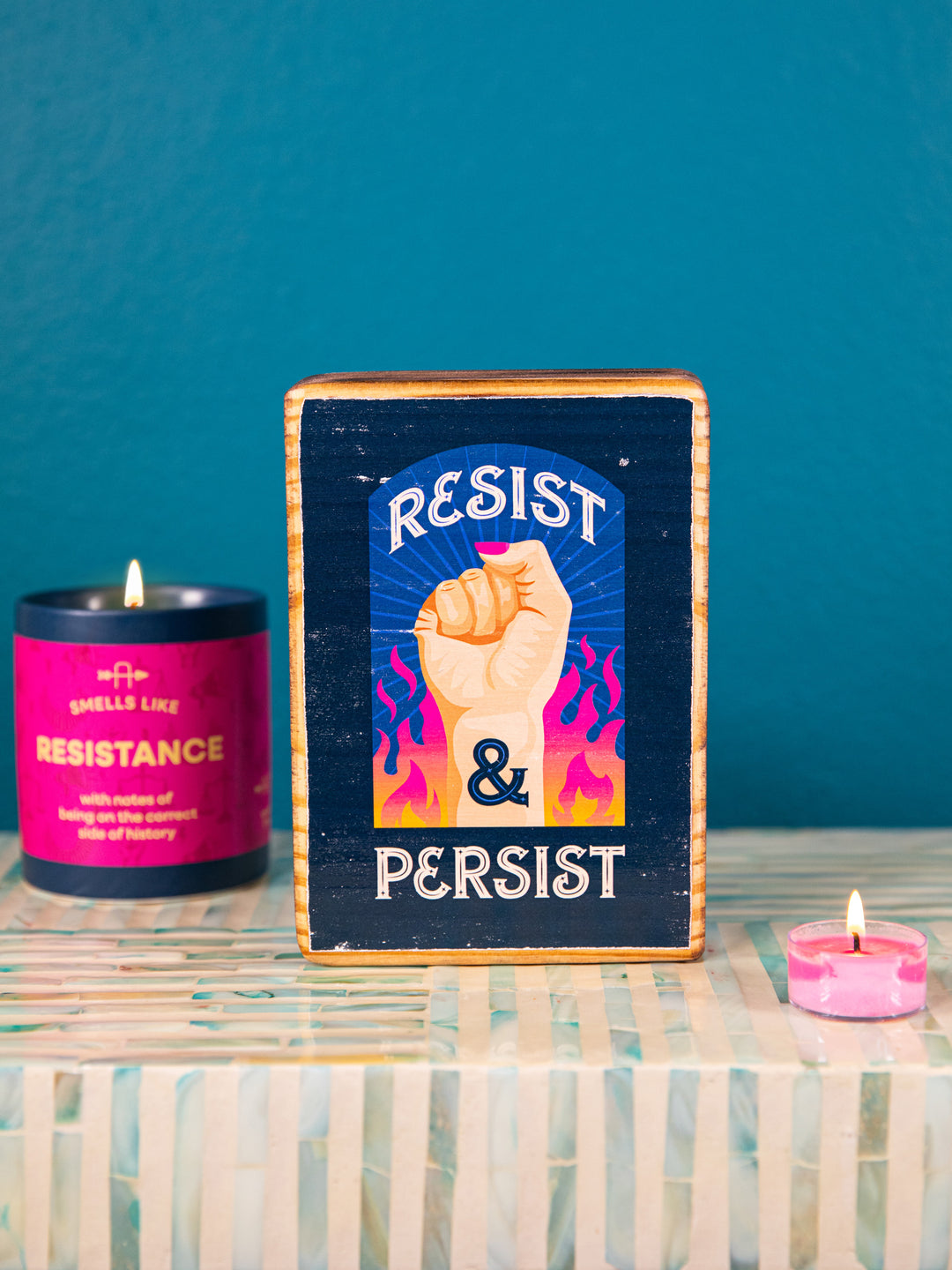 Resist and Persist, Protest Wood wall art