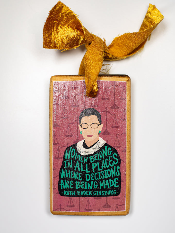 Ruth Bader Ginsburg, Quote Wood Ornament