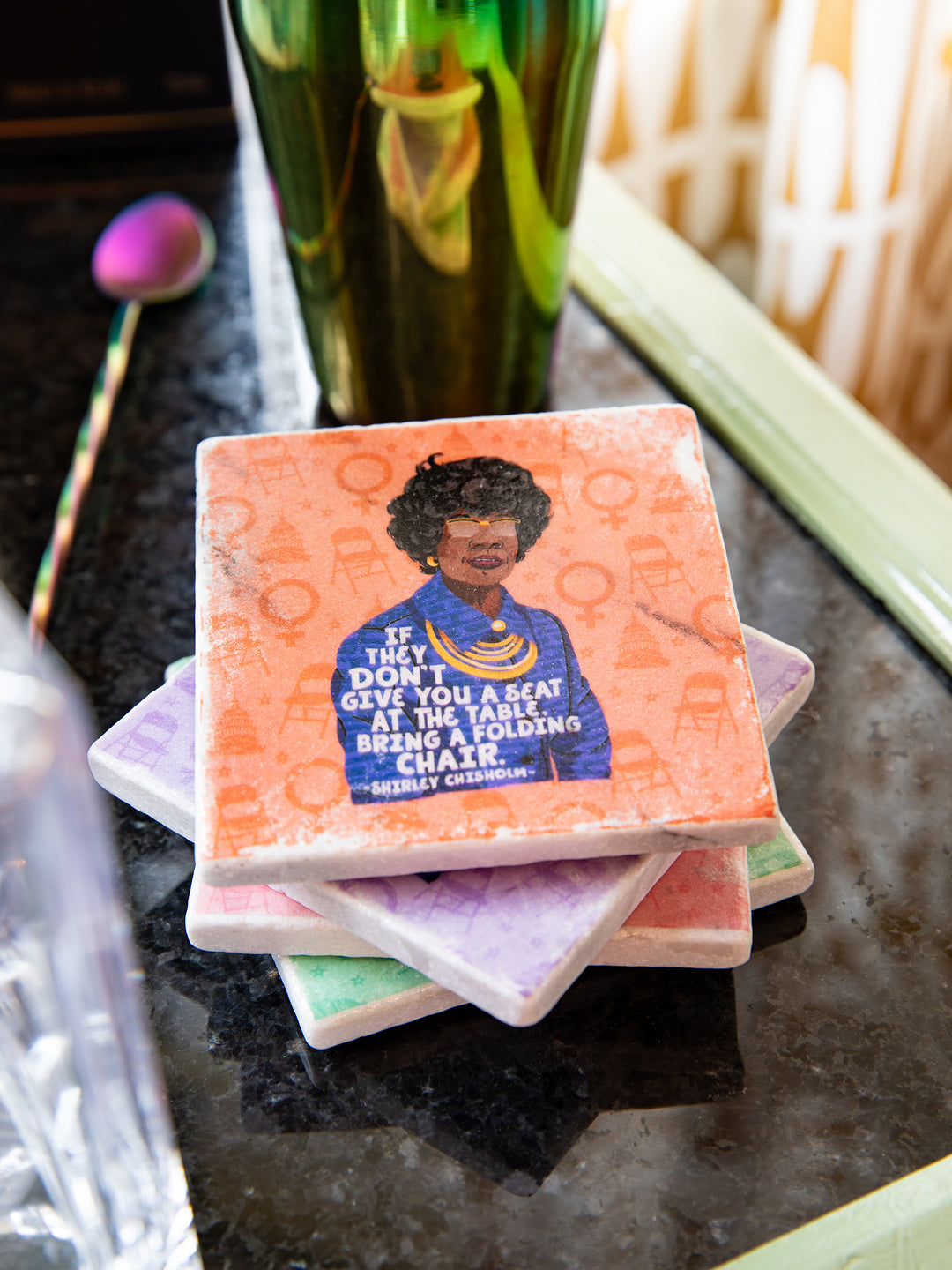 Feminist Iconic Women Quotes - Build Your Own Marble Coaster Set of 4
