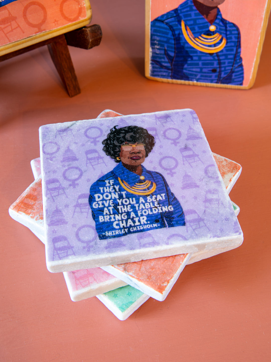 Shirley Chisholm Women Quote marble coasters