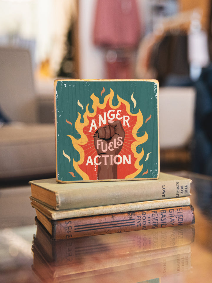 Anger Fuels Action, Illustrated Wood Art