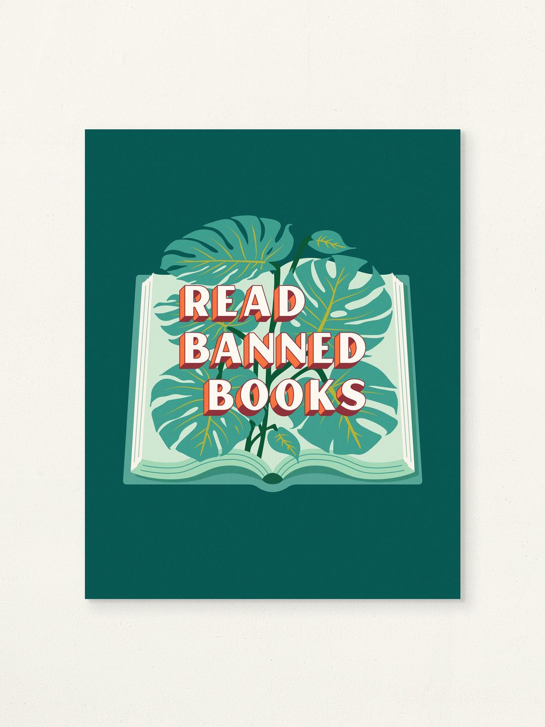 Read Banned Books, open book illustration wall art print