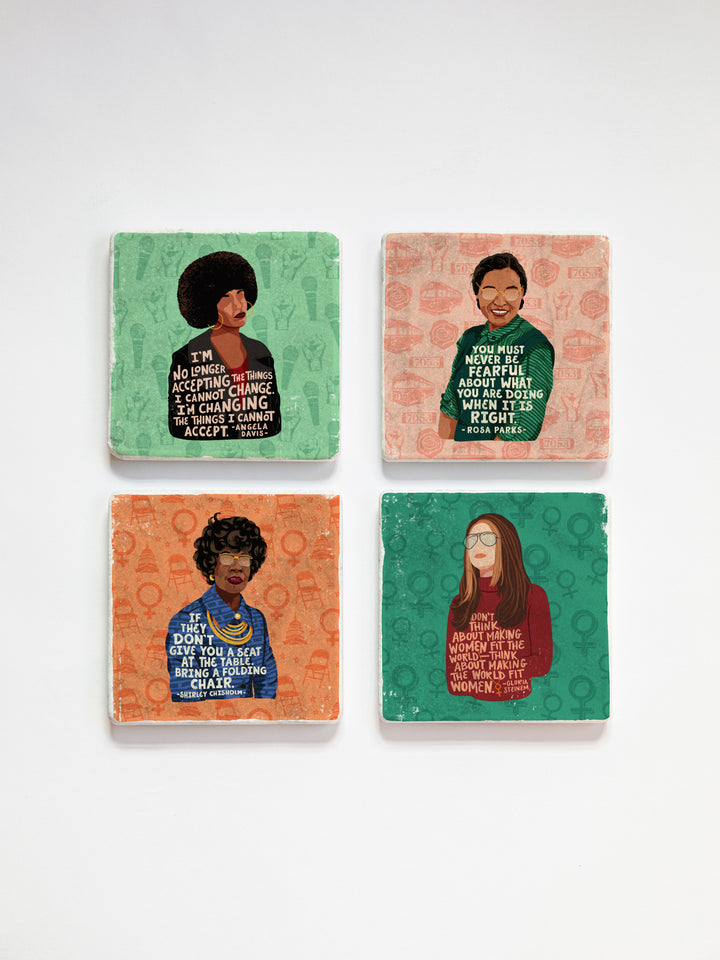 Feminist Iconic Women Quotes - Build Your Own Marble Coaster Set of 4