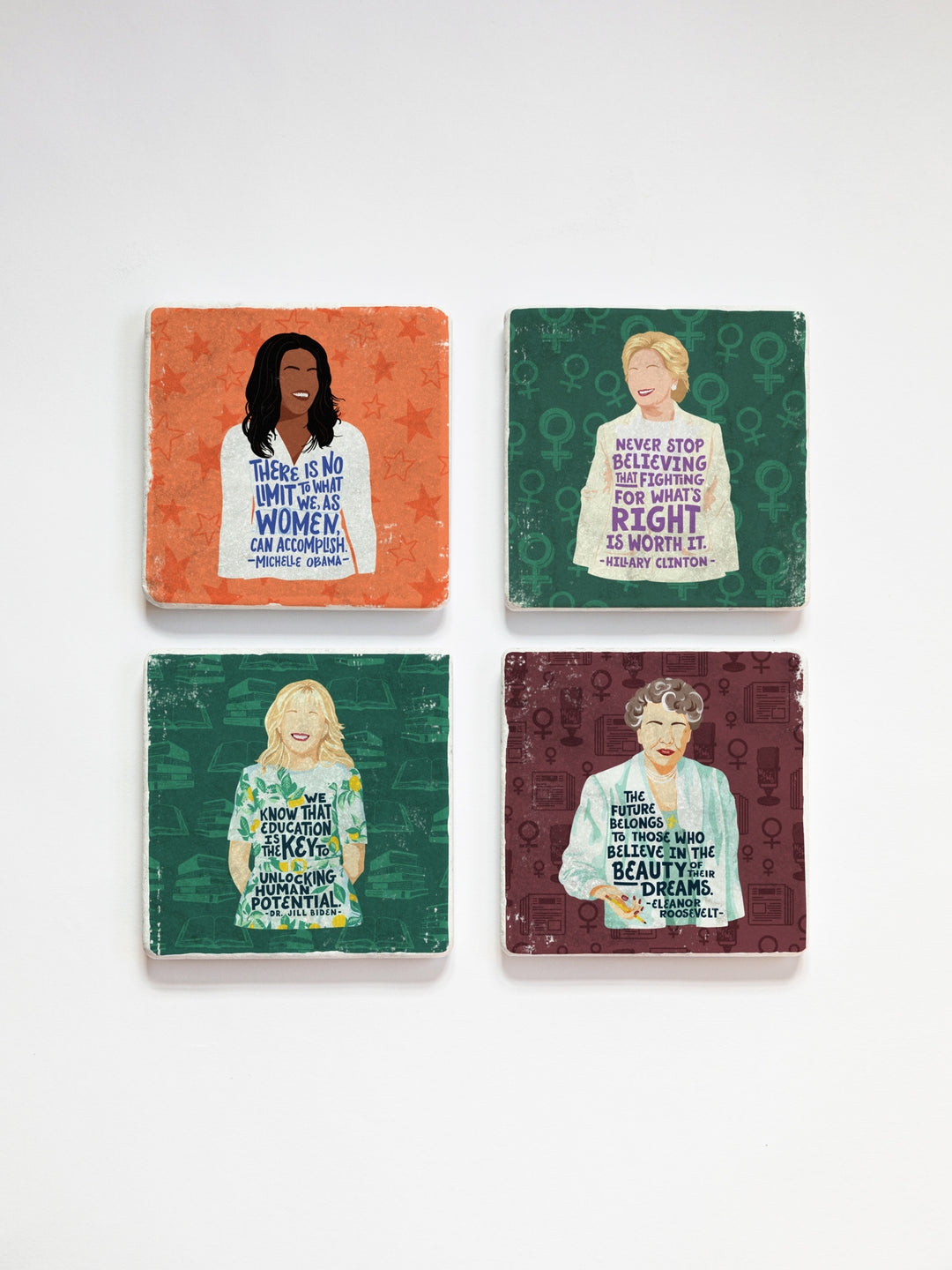 Feminist Iconic Women Quotes - Build Your Own Marble Coaster Set of 4