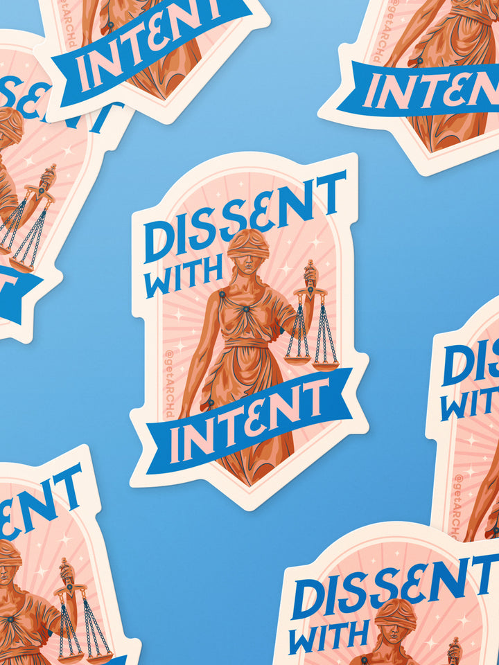 Dissent with Intent, Lady Justice, Illustrated Protest Sticker