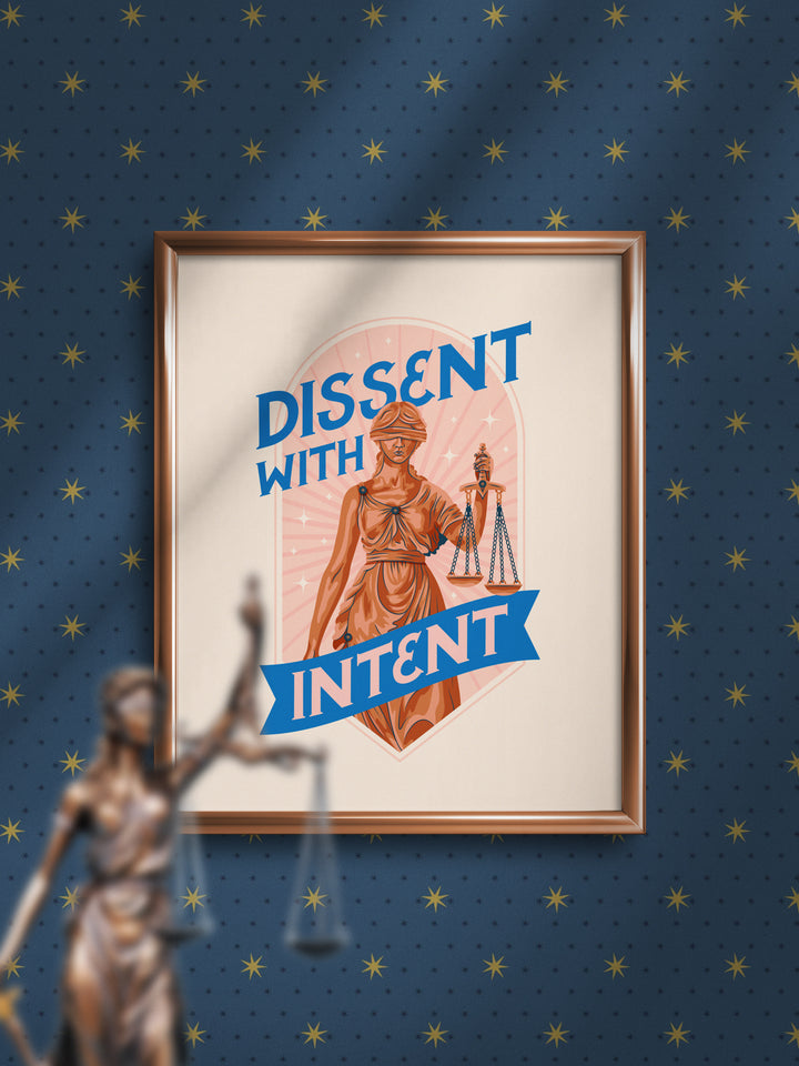 Dissent with Intent, Lady Justice, Illustrated Protest Wall Art Print