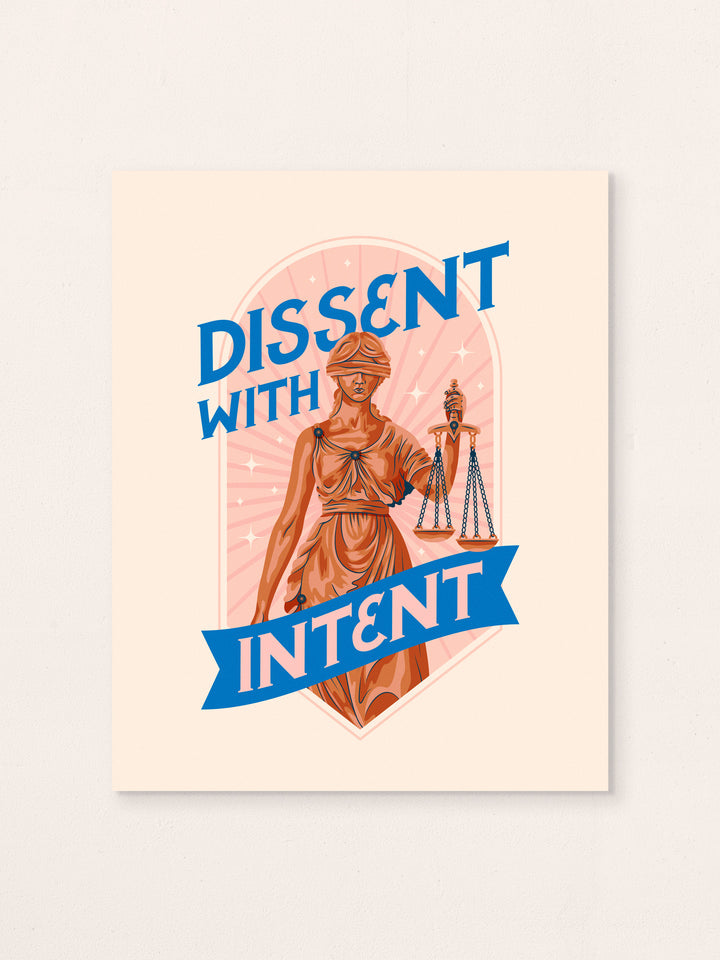 Dissent with Intent, Lady Justice, Illustrated Protest Wall Art Print