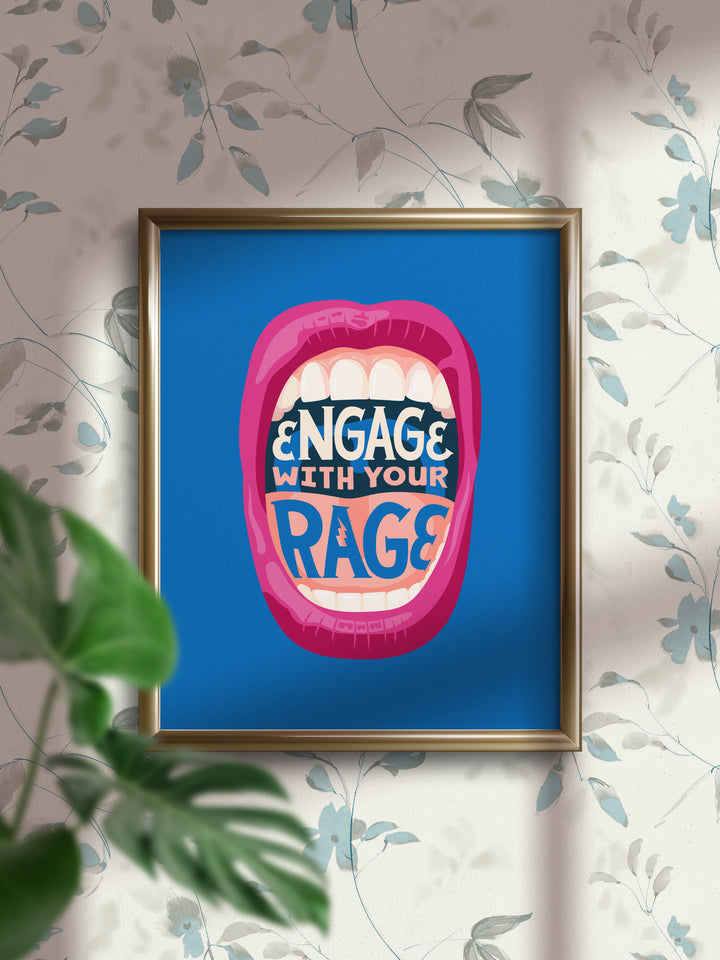 Engage with Your Rage, Illustrated Protest Wall Art Print