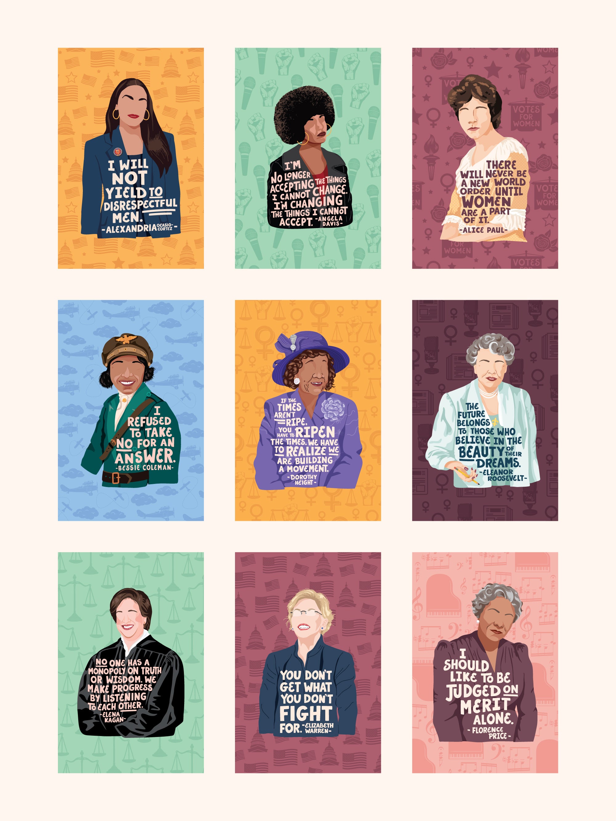 Iconic Women Quotes, Bookend Set of 2, Mix-and-Match