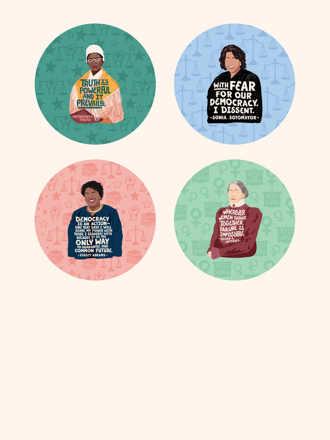 Feminist Icon Illustration Wood Round