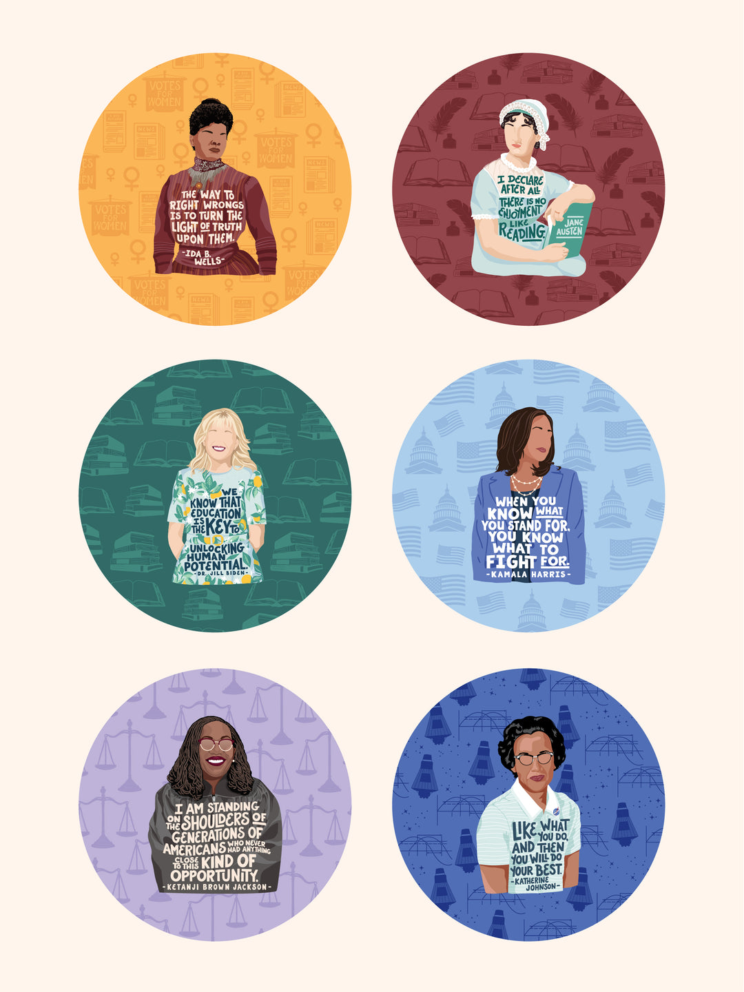 Feminist Icon Illustration Wood Round