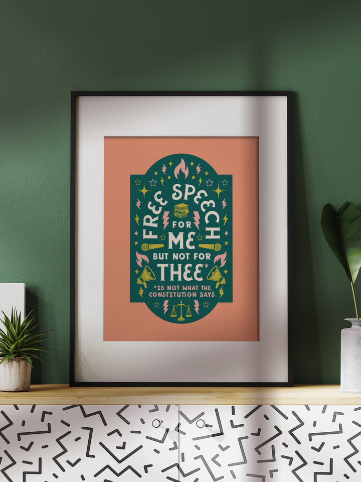 Free Speech, First Amendment Quote, art print
