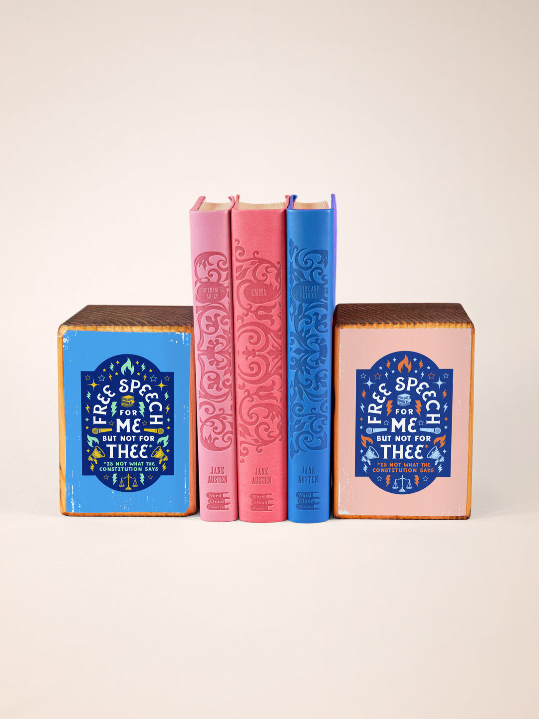 Free Speech, First Amendment Quote, Single Wood Bookend