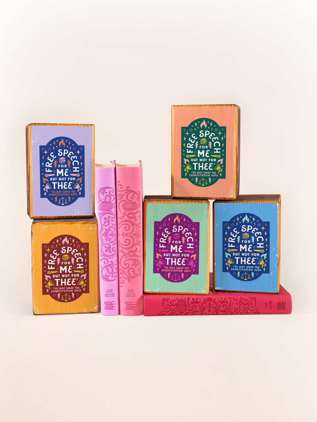 Free Speech, First Amendment Quote, Single Wood Bookend