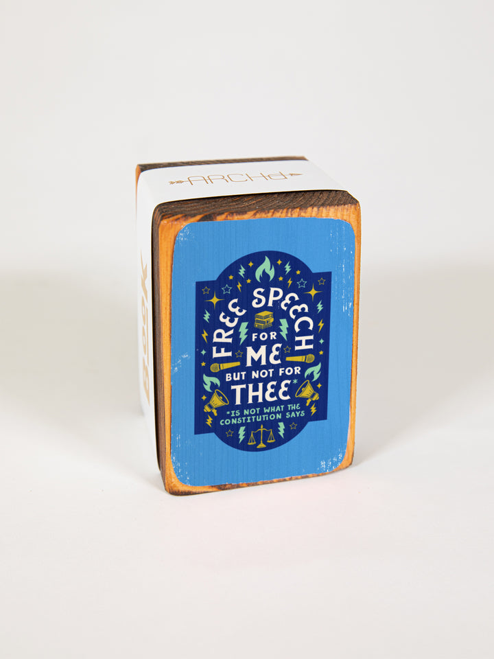 Free Speech, First Amendment Quote, Single Wood Bookend
