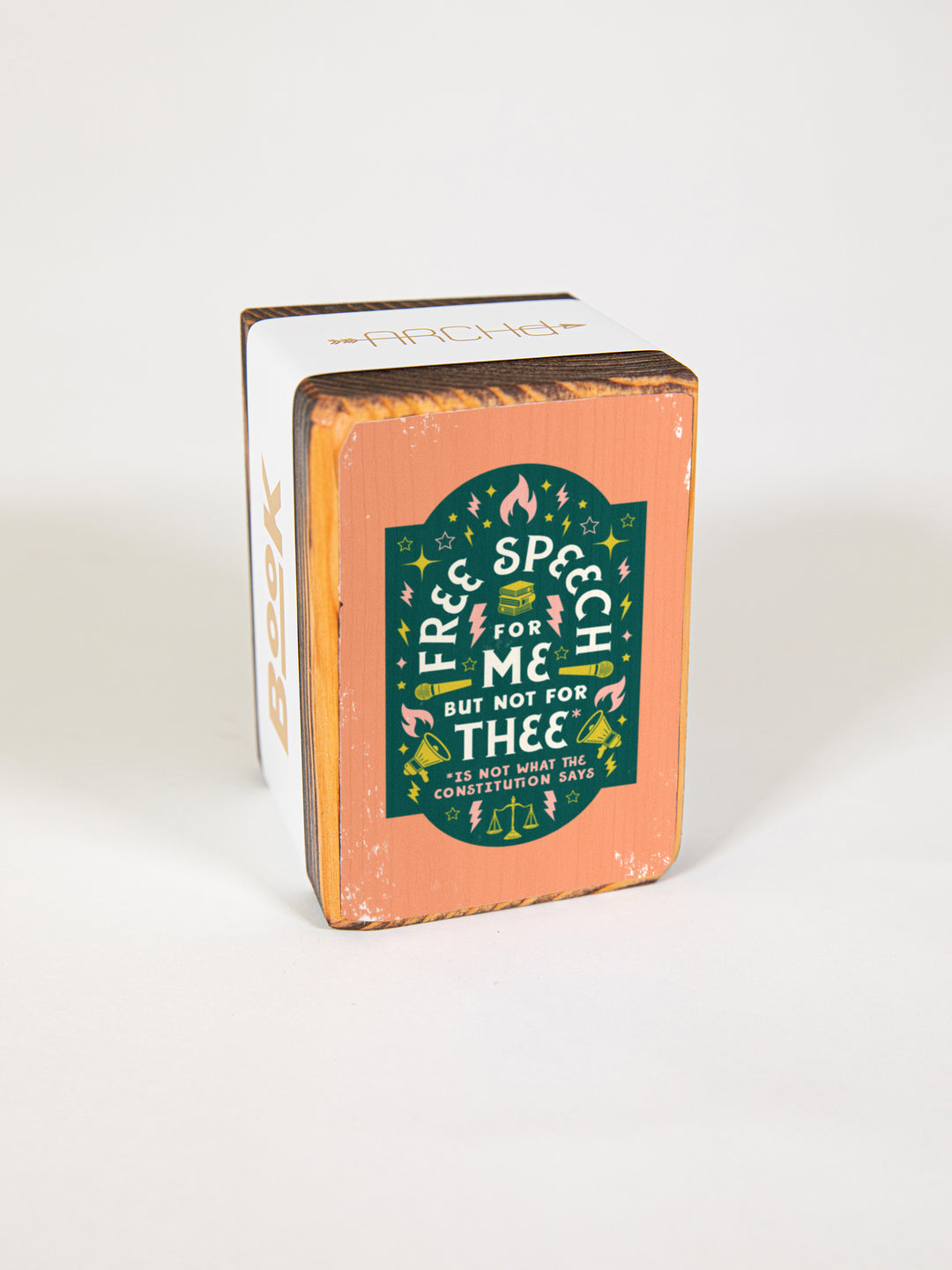 Free Speech, First Amendment Quote, Single Wood Bookend