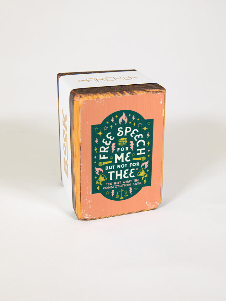 Free Speech, First Amendment Quote, Single Wood Bookend