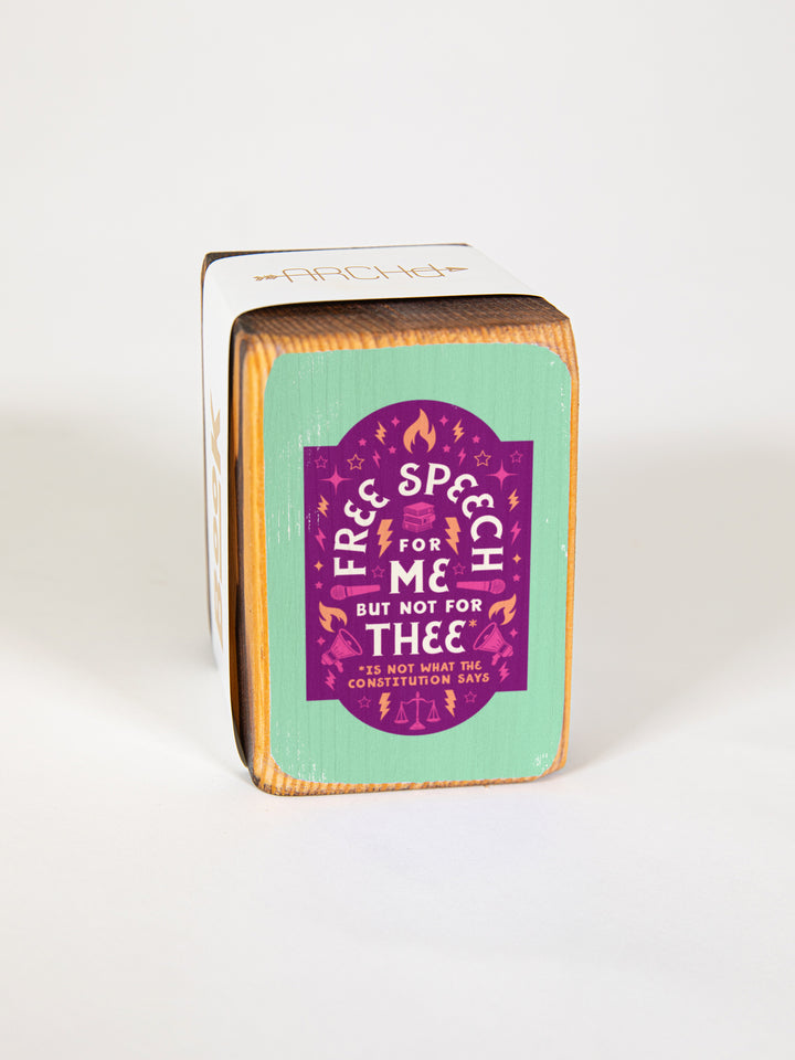 Free Speech, First Amendment Quote, Single Wood Bookend
