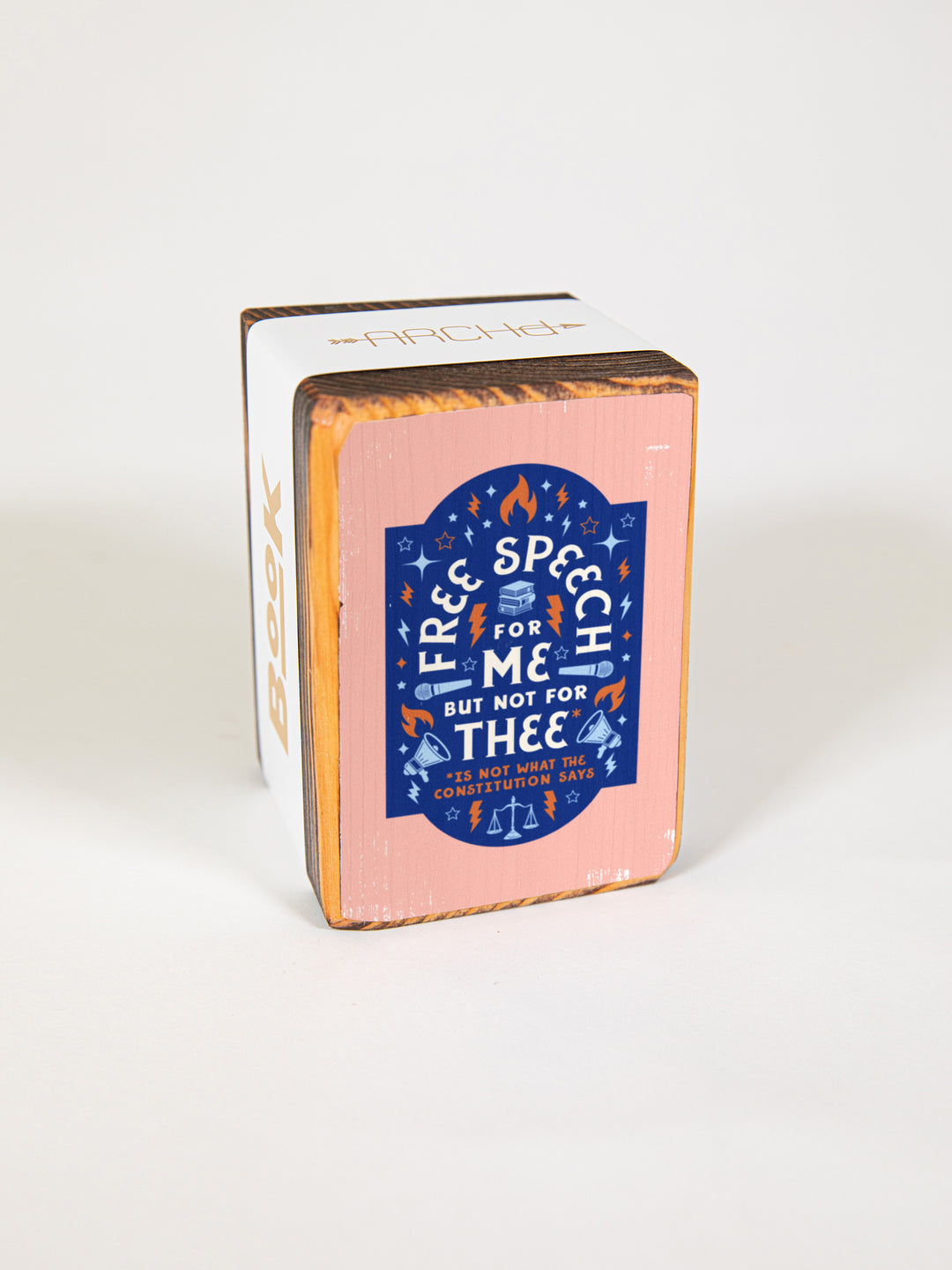Free Speech, First Amendment Quote, Single Wood Bookend