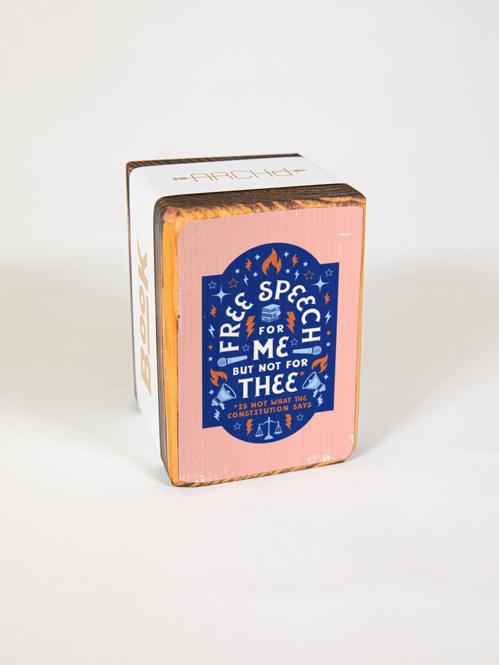 Free Speech, First Amendment Quote, Single Wood Bookend
