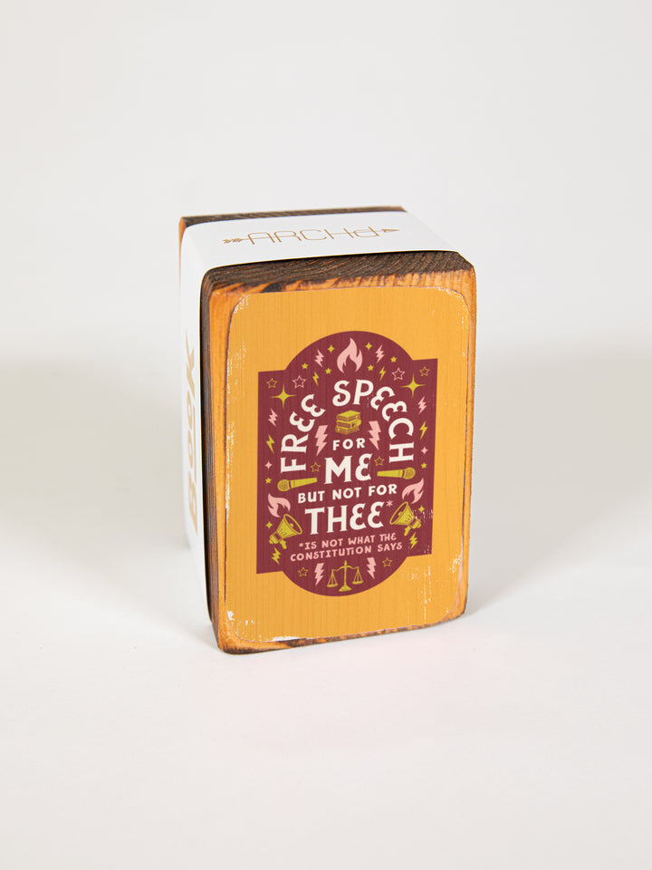 Free Speech, First Amendment Quote, Single Wood Bookend