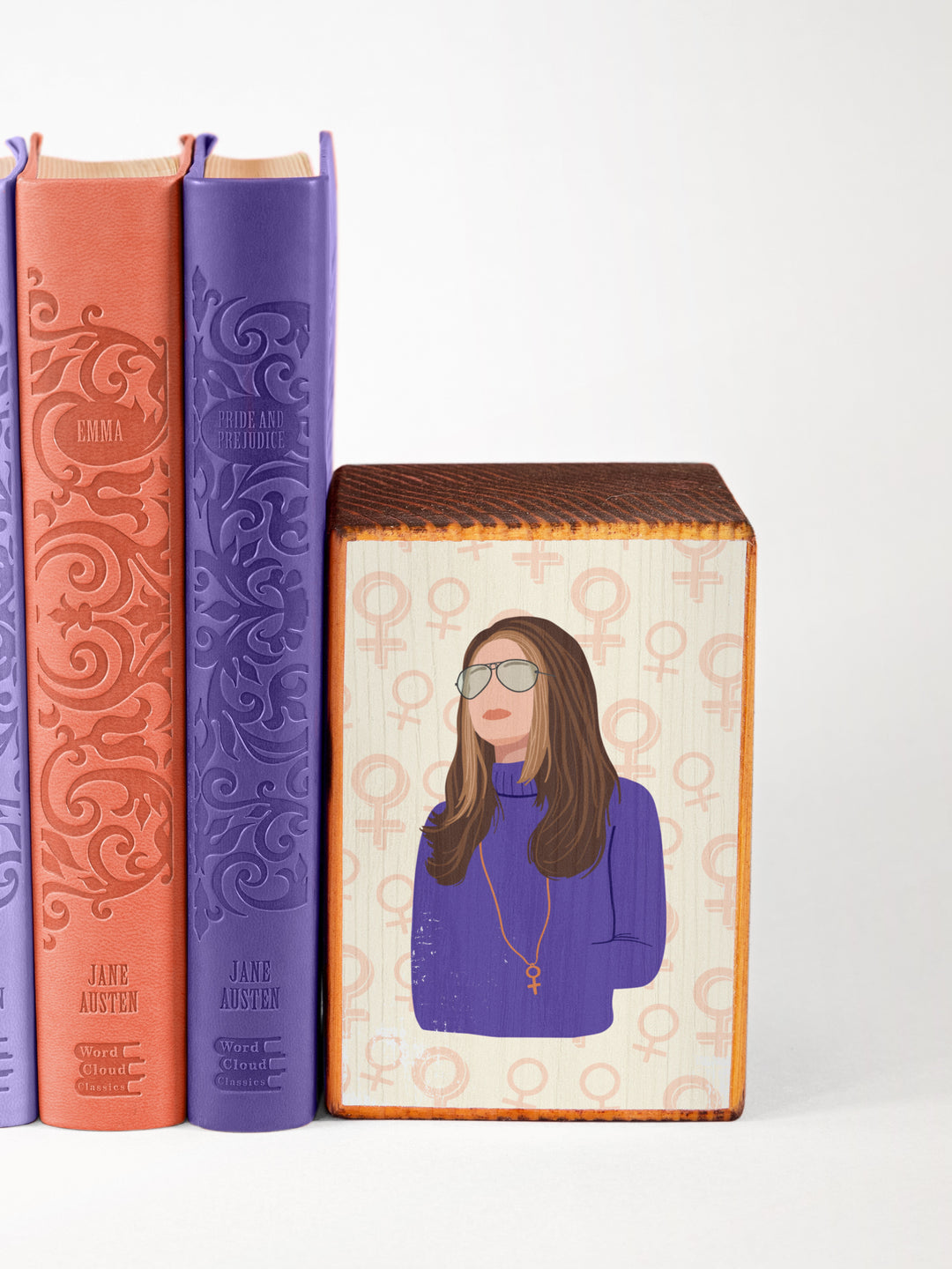 Gloria Steinem, Future Depends Quote, Wood Bookend Set of 2