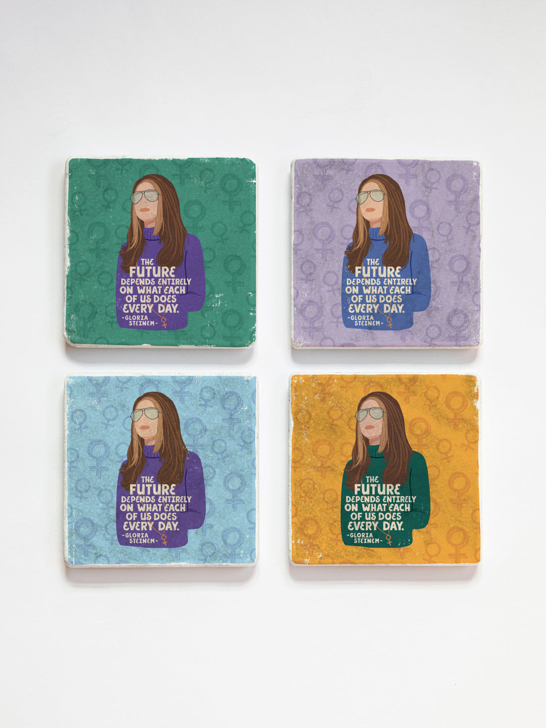 Gloria Steinem Women Quote marble coasters