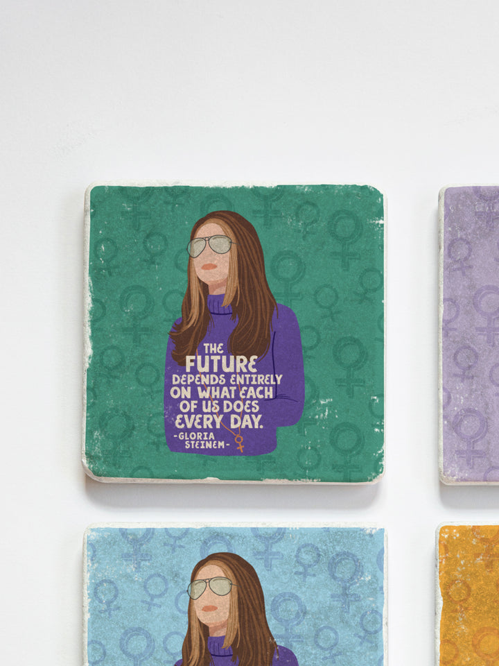 Gloria Steinem Women Quote marble coasters