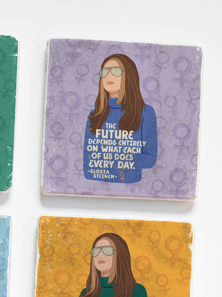 Gloria Steinem Women Quote marble coasters