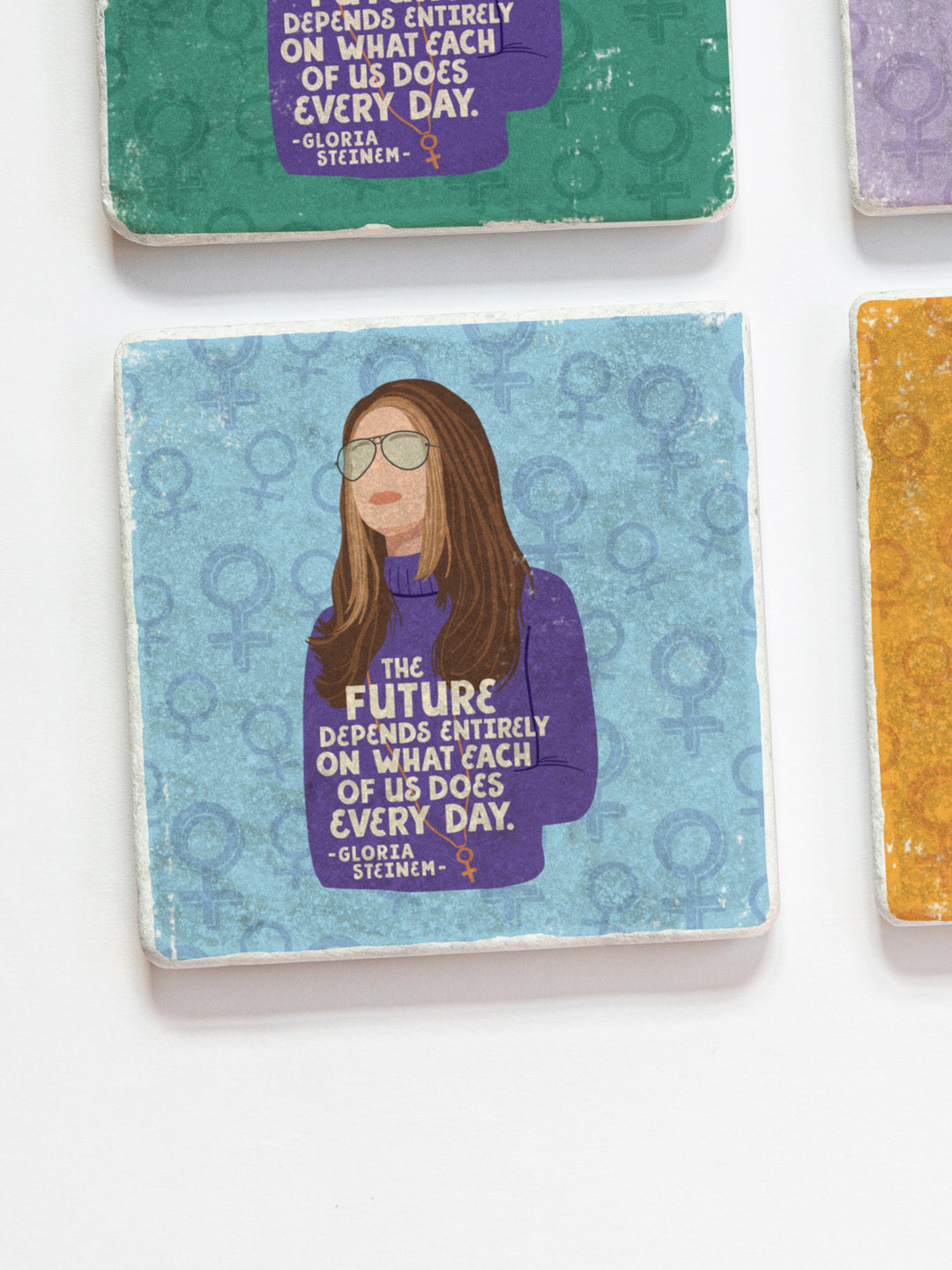 Gloria Steinem Women Quote marble coasters
