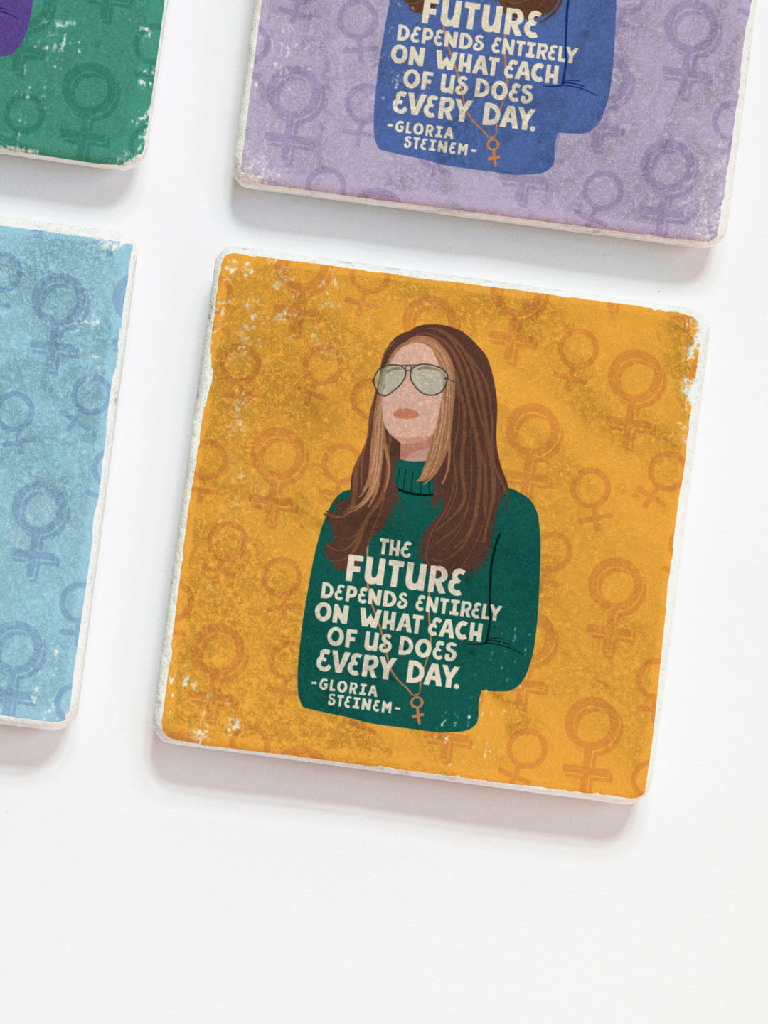Gloria Steinem Women Quote marble coasters